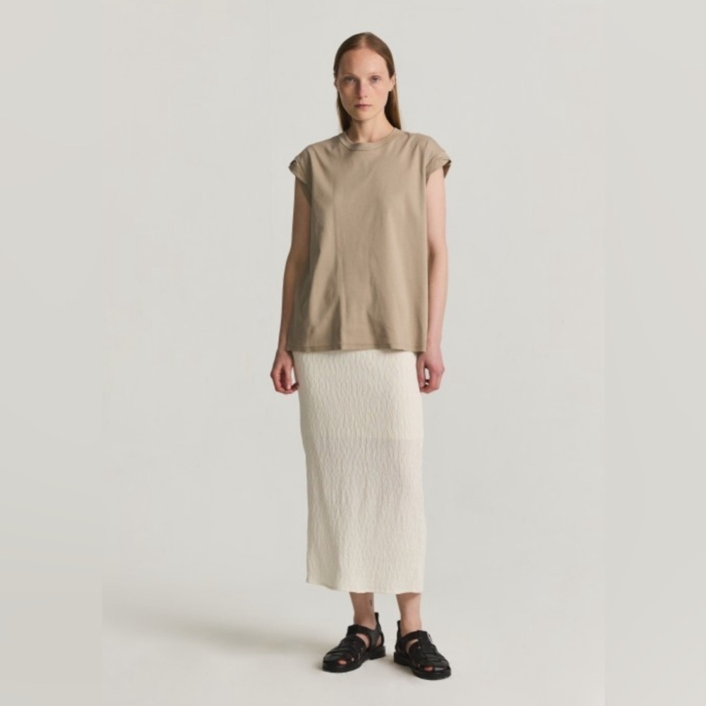 MOD REF with woven skirt in cream-Size: Small
